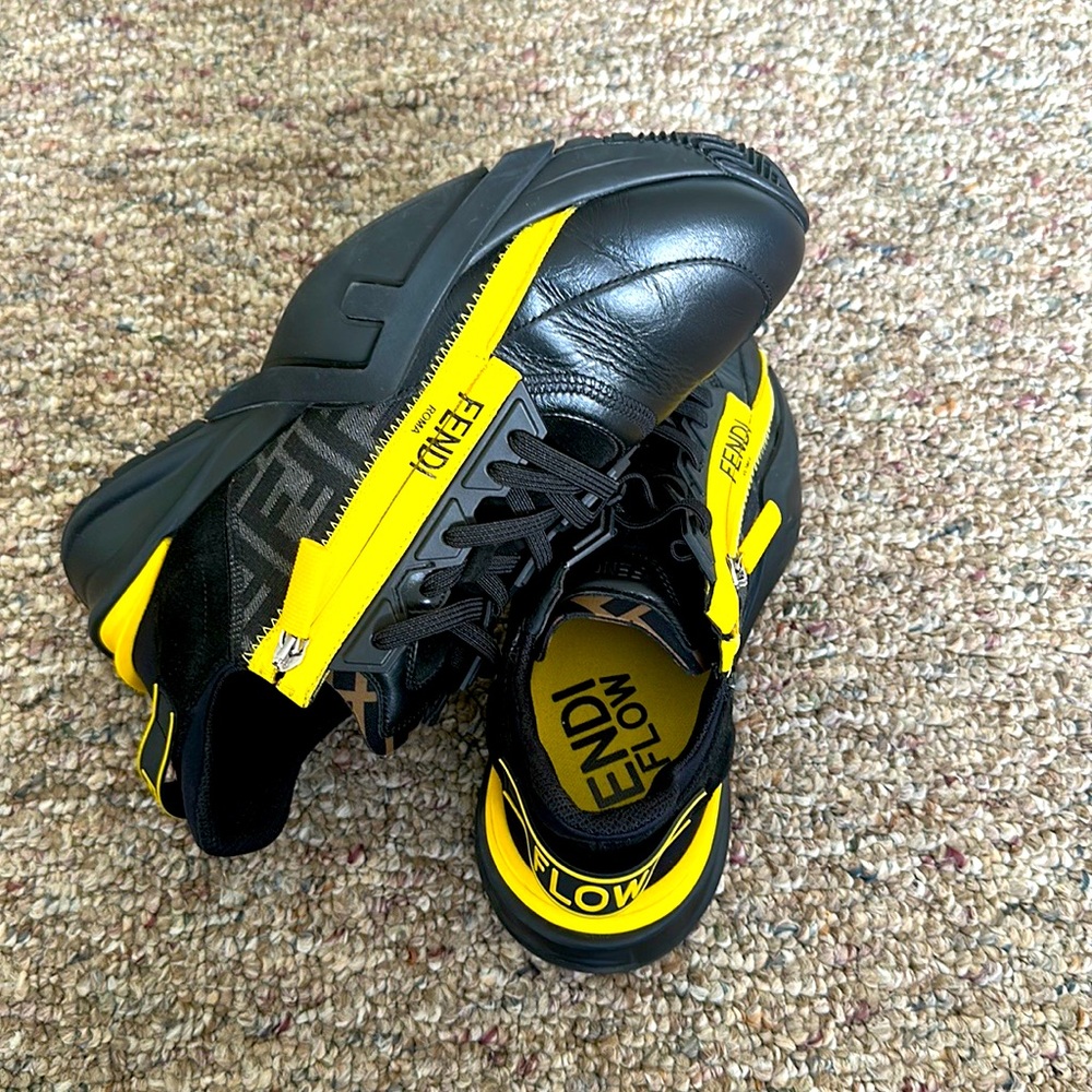 Fendi sneakers black and Yellow 100% Authentic